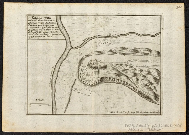 Ancienne Carte Du Fort De Charlemont à Givet - Gravure D'époque Par Nicolas De Fer - 1694