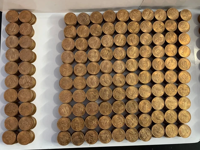 job lot 1200 half pennies, 1965 half penny uncirculated aprox 6.85kg