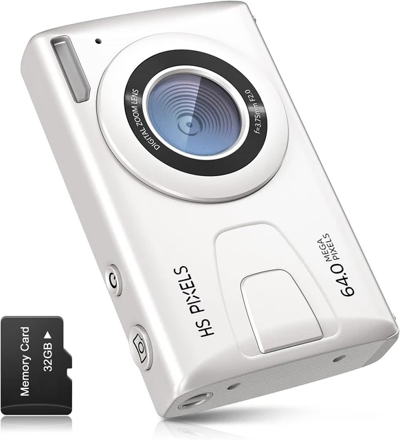 Fotocamera Digitale Compatta 4K 48MP - Doppia Fotocamera, Zoom 16X, 32GB SD, 2 Batterie, Per Adolescenti E Principianti (Nero)