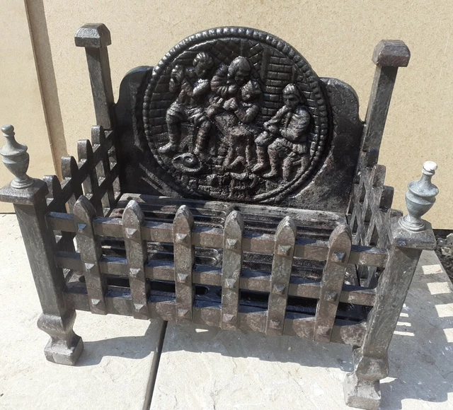 VINTAGE OLD ANTIQUE Fire Basket Grate Box Fireplace 1900s cast iron