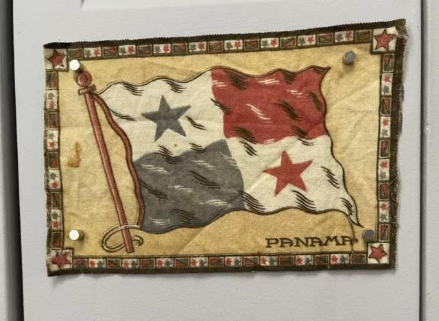 Panama  Flag Antique Tobacco Flannel Felt Measuring 8" x 5.5"