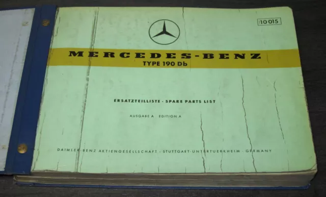 Ersatzteilkatalog Mercedes Typ 190 Db Ponton W 121 ET Katalog Stand Juni 1959!