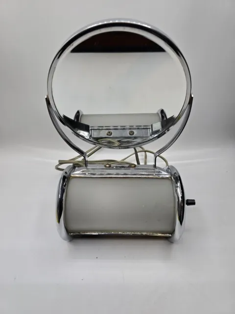 Vintage 1930's EME Specialty Mfg Chrome Reversible Light Up Mirror Art Deco