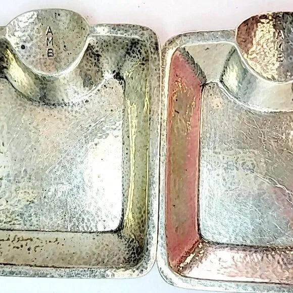 Vintage Two (2) Tiffany & Co. 925 sterling silver 19099 makers 2677 ashtray