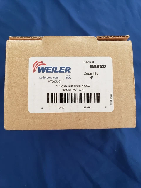 NIB Weiler 85826 4" Nylox Disc Brush 80 Grit 7/8 A.H