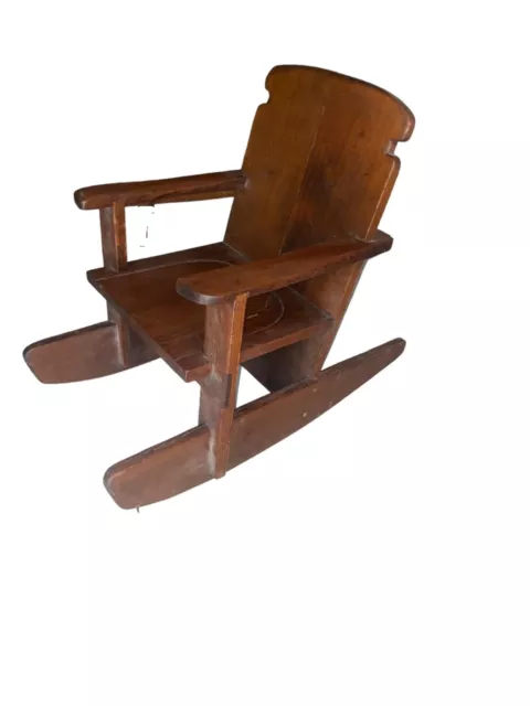 Solid Oak Vintage Childs Wooden Rocking Chair Indoor Outdoor Rocker
