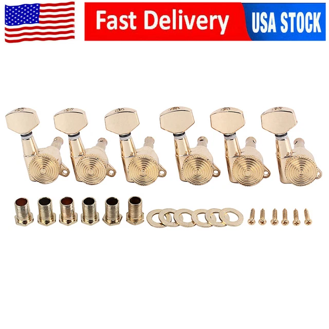 6R Threaded Guitar Machine Head Tuning Peg with Key for Acoustic/Electric Guitar