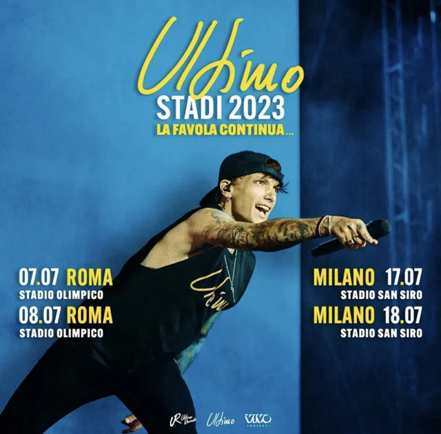 1 Biglietti ULTIMO Roma Stadio Olimpico 08/07 2023, Prato GOLD