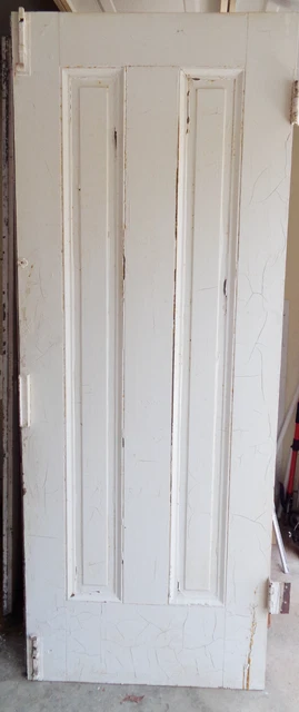 1800's Antique White Wood DOOR Interior Two Raised Panel Door 2