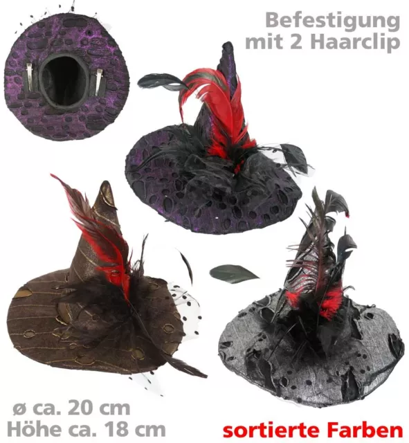 Hexenhut mit Clip Haarspange Fascinator Halloween Hexe Minihut 123861913