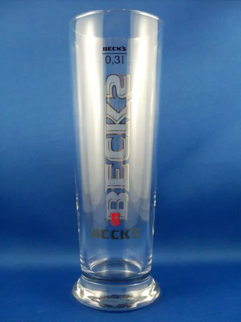 BECK'S Tall 300ml Frosted Logo BEER Glass Man Cave VG Advertising Collectable AU 3