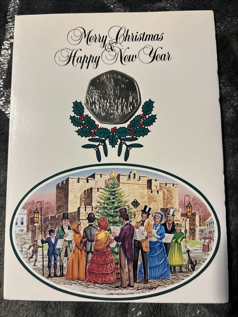1982 ISLE OF MAN CHRISTMAS 50p CARD💥
