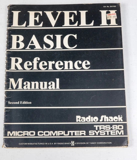 VINTAGE RADIO SHACK TRS-80 Level II BASIC Reference Manual 26-2102 ...
