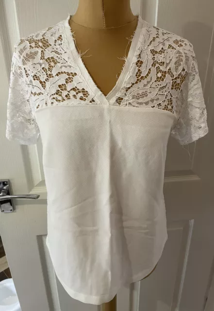 French Connection White Lace Blouse / Top - Size 8