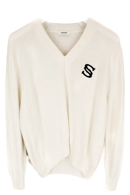SANDRO  Jumper Women's LARGE Pullover Wool Cashmere Blend V-Neck Knitted