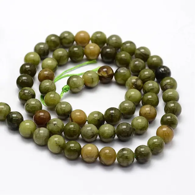 Jade verte perles rondes de 6 mm .Pierres Naturelles . Gemmes Lithothérapie