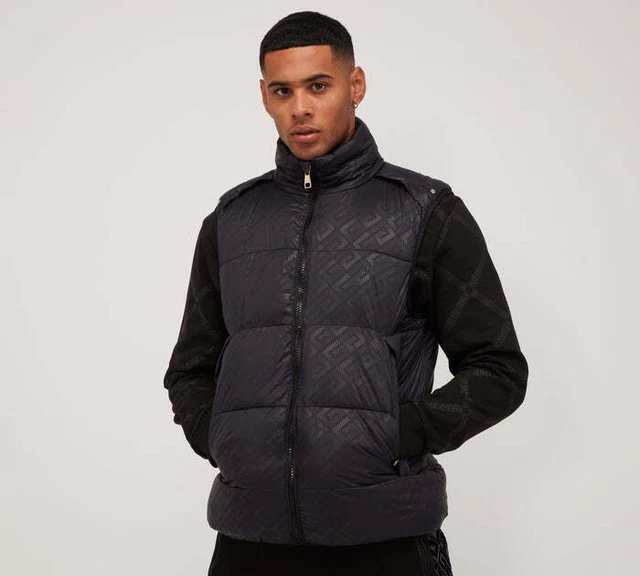 GLORIOUS GANGSTA MENS Padded Quilted Puffer Sleeveless Gilet