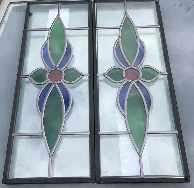 Double Glazed panel 525x204mm, toughened leaded Flower Design / Minister Low E