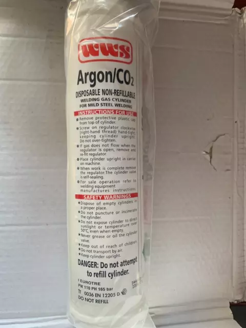 Argon Co2 86/14% Mix Disposable Gas Bottle Small Cylinder Mig Tig Welding