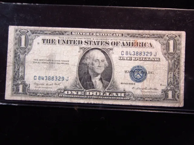 USA $1 1935-G C84388329J # SILVER CERTIFICATE Blue Seal Washington Dollar Money