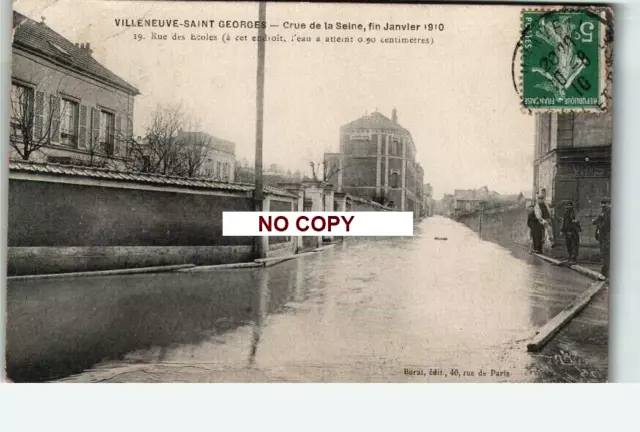 CPA animée VILLENEUVE-ST-GEORGES Janvier 1910 crue de la SEINE - 94
