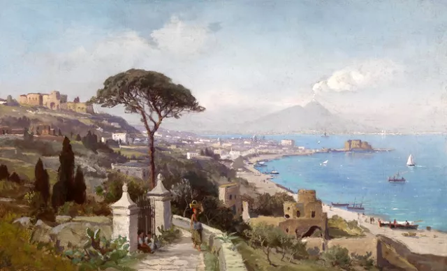 Dream-art Oil painting Beautiful Mediterranean sea landscape handpainted canvas