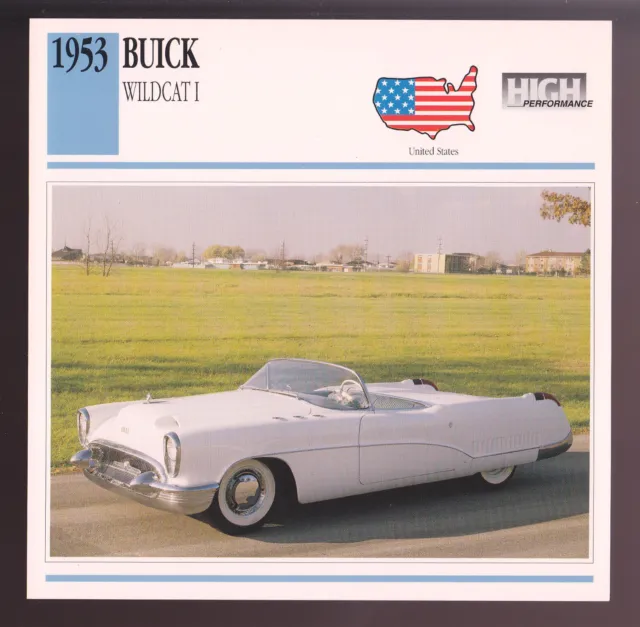 1953 Buick Wildcat I Convertible Show Car Photo Spec Sheet Info Stat ATLAS CARD