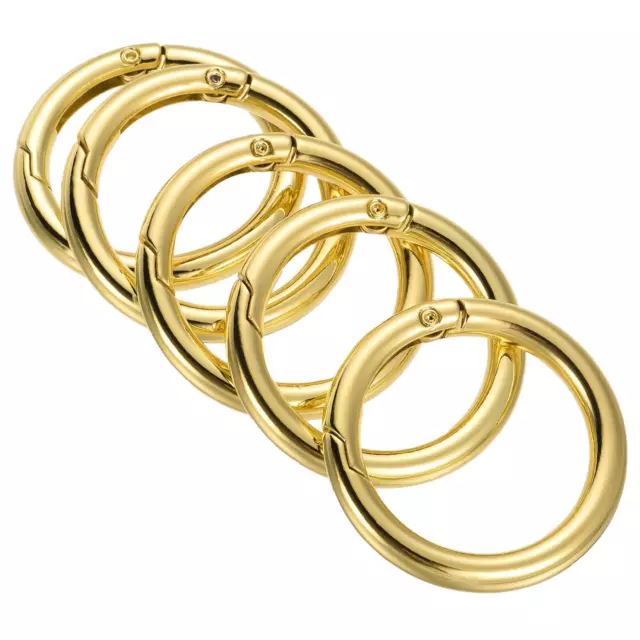 5pcs 42x31x5.5mm Spring Gate O Rings Round Snap Clip for Keyring Buckle Gold