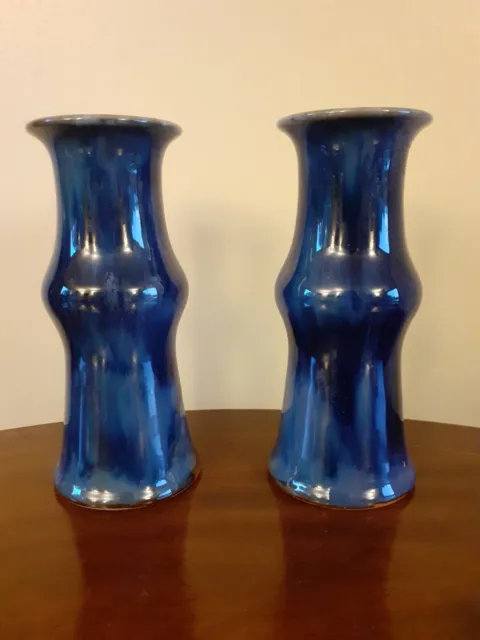 Pair of Royal Doulton vases, Art Deco, Blue Glazed