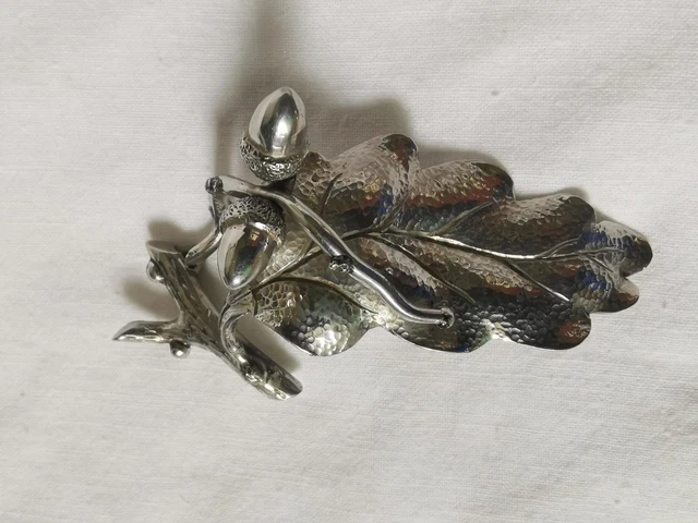 Broche-pendentif Feuille En Pâte De Verre Et Métal Doré - Parfait état - Occasion - Vintage