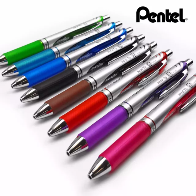 Pentel EnerGel BL77 - Retractable Gel Rollerball Pen 0.7mm - Popular Colours x 8