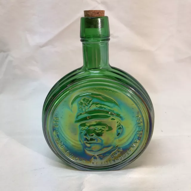 Wheaton Green Glass Decanter Bottle General Ike Eisenhower 1St Edition, Mint