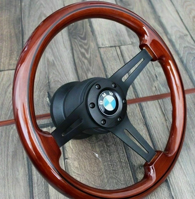 Volant Sport Cuir Daim Pour BMW E36 E38 E39 Z3 - Noir - Diamètre 350mm - Neuf