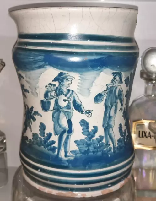 Italian/Spanish 17th-18th C Impressive Large Albarello Faience Apothecary Jar