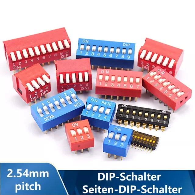 2/3/4/5/6/8/9/10 fach polig 2,54mm Abstand Mini DIP DIL Schalter Kodierschalter