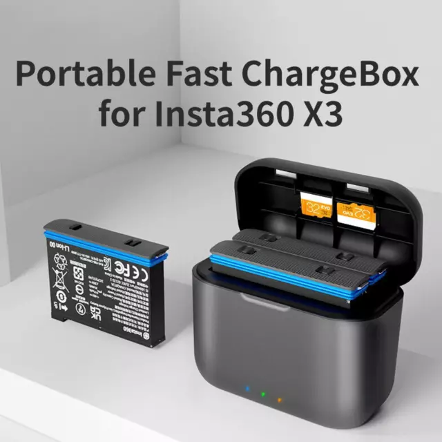 For Insta360 X3 Fast Charging Base Dual Type-C Battery Box Storage Case ChargV7_