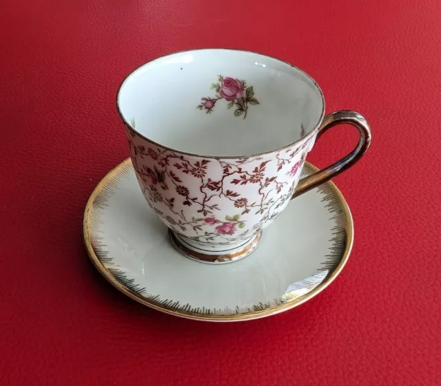 Mokkatasse Winterling Gold Sammeltasse Unterteller Vintage Rosen Porzellan Rosa