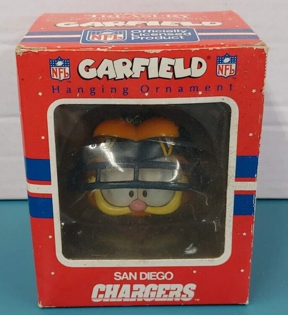 🔥 Vintage 1978 Enesco Garfield NFL San Diego Chargers Football Helmet Ornament
