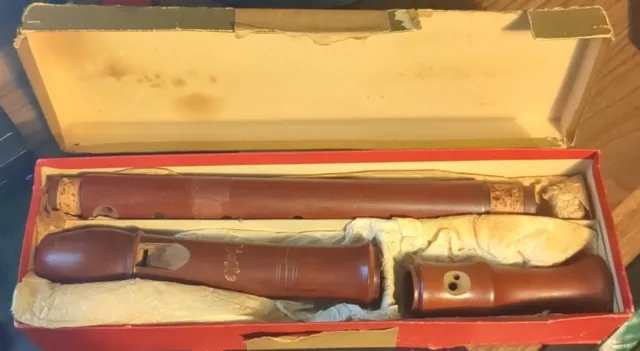 Vintage Hopf Meister, Recorder, instrument W Original Box. 19"