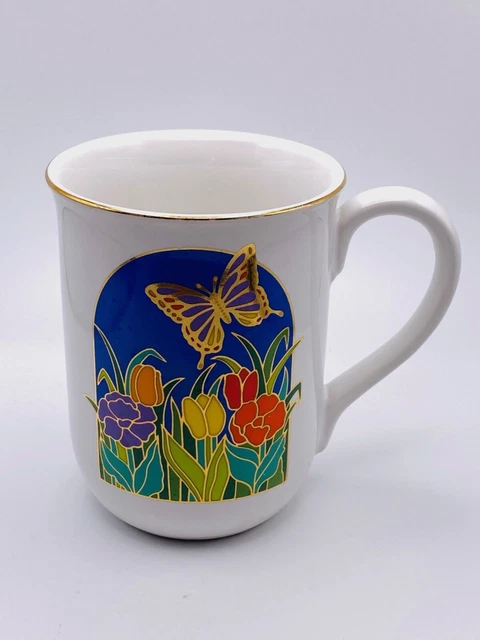 Vintage Otagiri Butterfly Flower Mug Signed