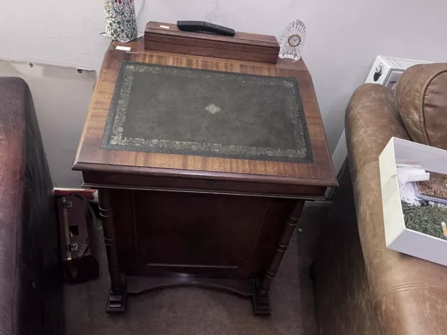 Antique Davenport Mahogany Writing Desk Bureau With Key Excellent Condition