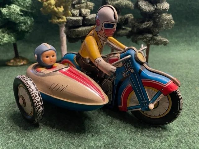Blechspielzeug Motorrad mit Beiwagen wohl frühe 1970er Jahre