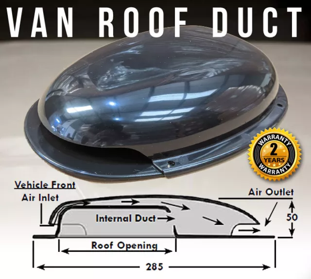 Low Profile Black Roof Air Duct Vent Ventilator Horsebox Caravan Transit Bus 4X4