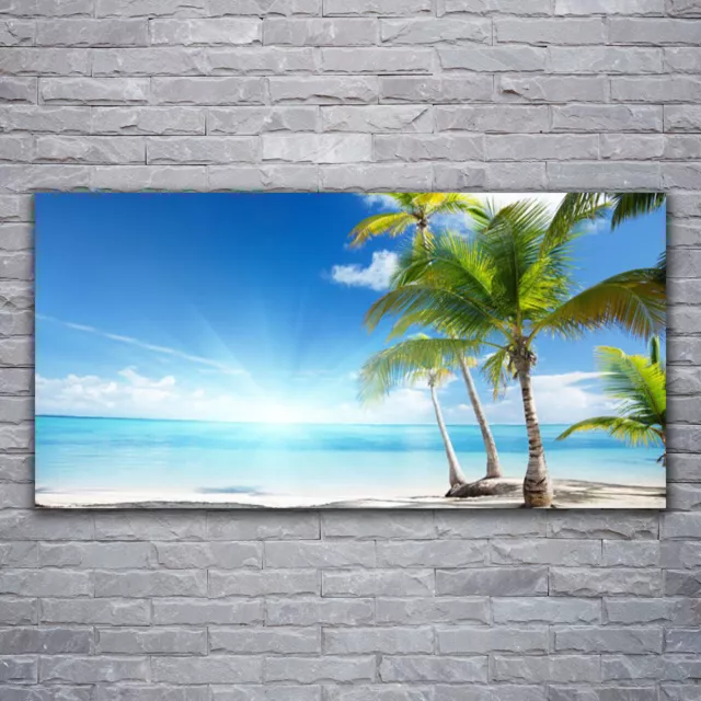 Glasbilder Wandbild Druck auf Glas 120x60 Palmen Meer Landschaft