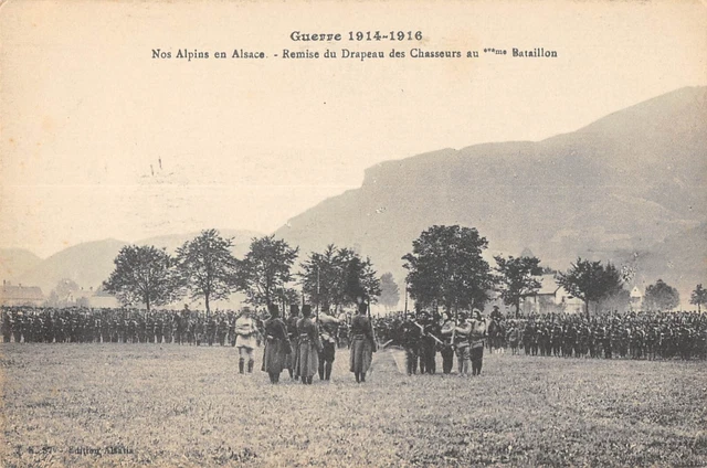 Cpa Guerre Nos Alpins In Alsace Delivery Of The Hunters' Flag