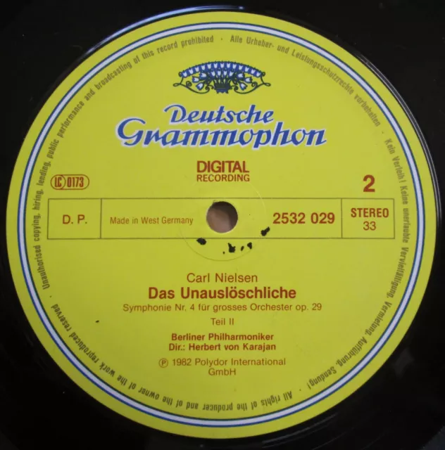 DG 2532 029 Nielsen Symphony no. 4 Karajan Berlin Philharmonic West Germany NM 3