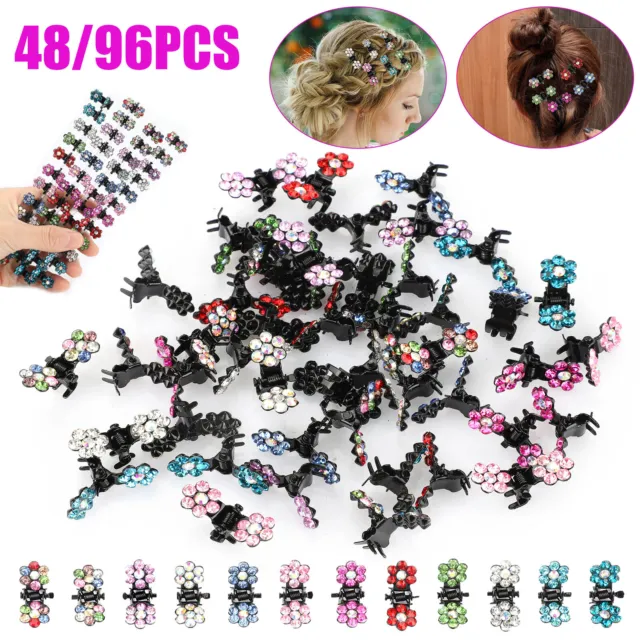 Lot Rhinestone Flower Hair Clips Claw Hairpin Mini Jaw Clip For Kids Girls Baby