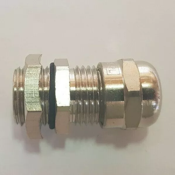 16mm PEPL Strain Relief Cord Grip Cable Gland w/ Lock nut IP Rated Nickel BRASS