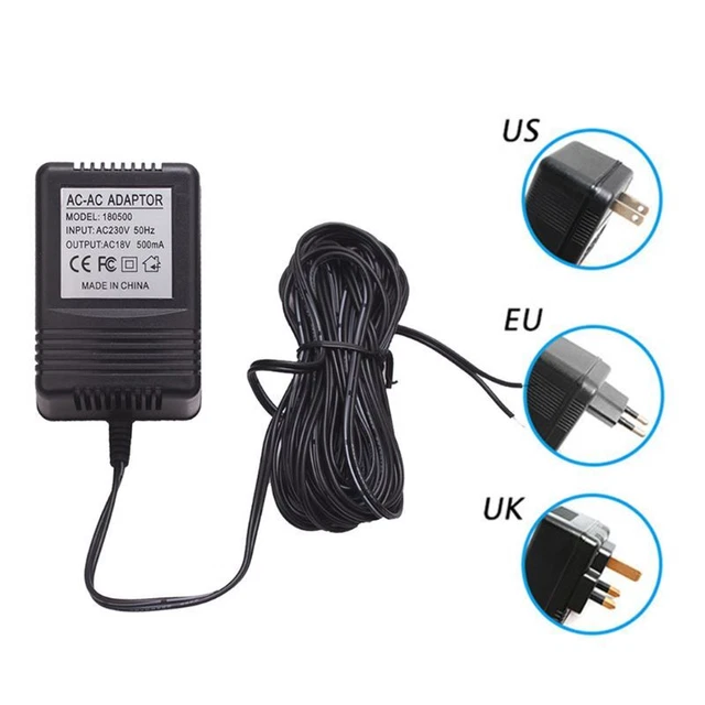 Cargador adaptador de fuente de alimentación enchufe de 18 V 500 mA Reino Unido/Unión Europea para cable WiFi