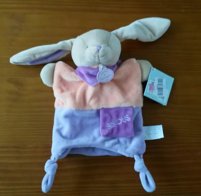 Doudou et Compagnie les marionnette lapin bisous orange Parme rose NEUF